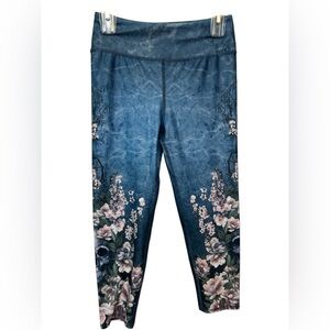 Evolution and Creation Floral Blue Skull Leggings NWT